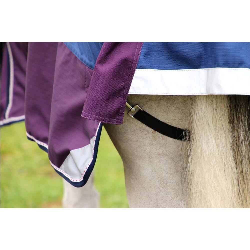 DefenceX System Detachable Neck Waterproof Horse Turnout Rug (Navy/Purple) 2/4