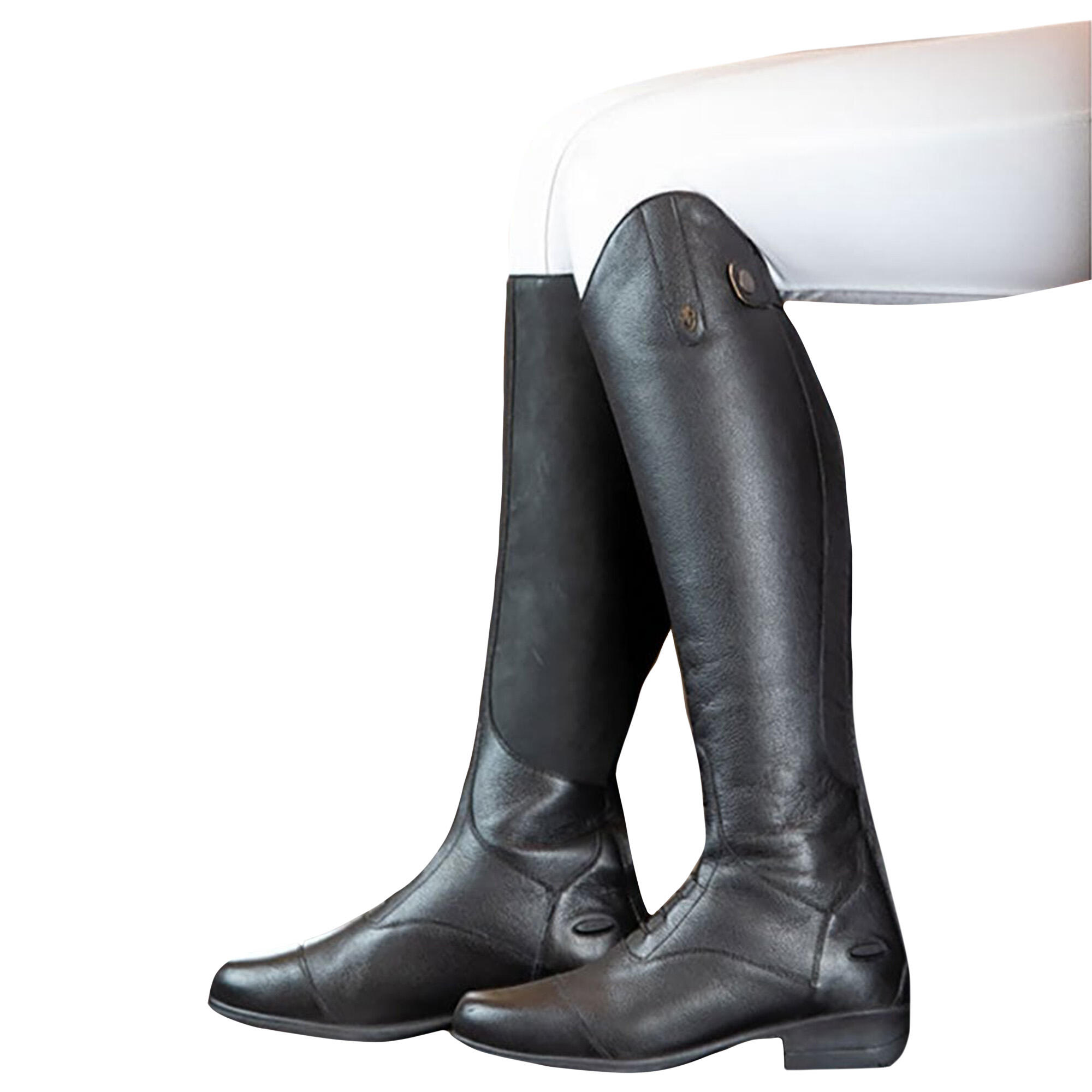 Womens/Ladies Albina Leather Long Riding Boots (Black) 2/2