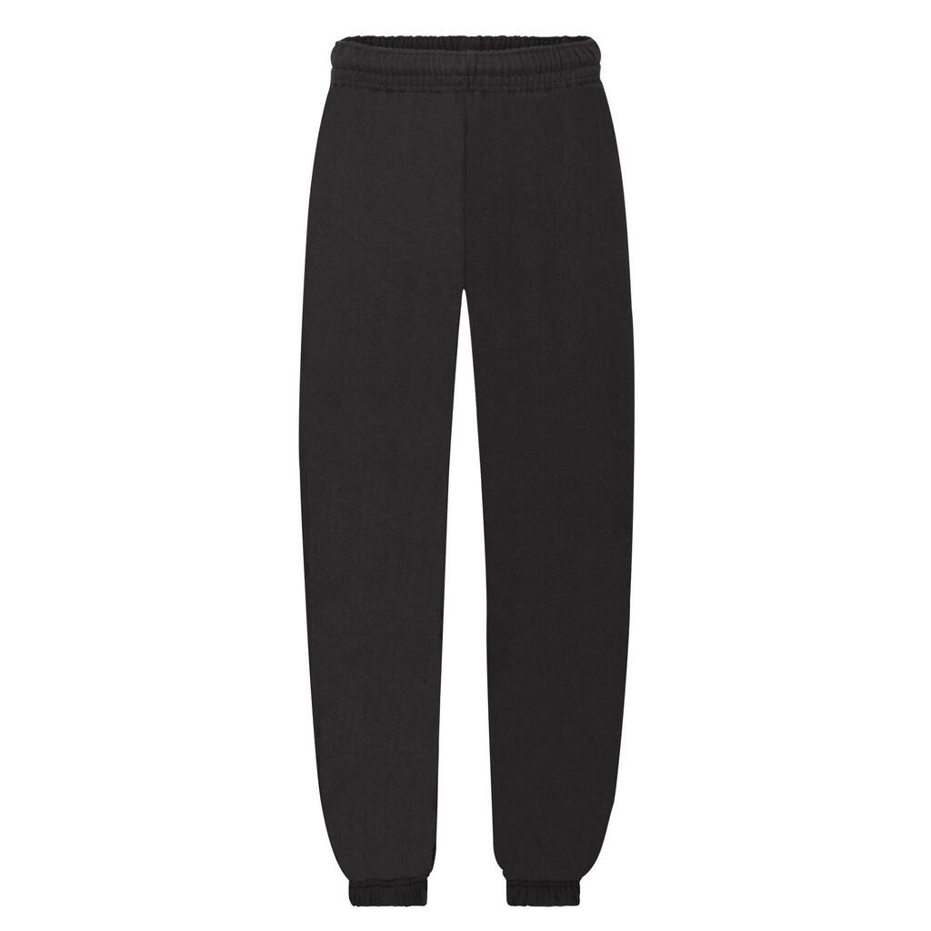 Childrens/Kids Premium Elasticated Cuff Jogging Bottoms (Black)