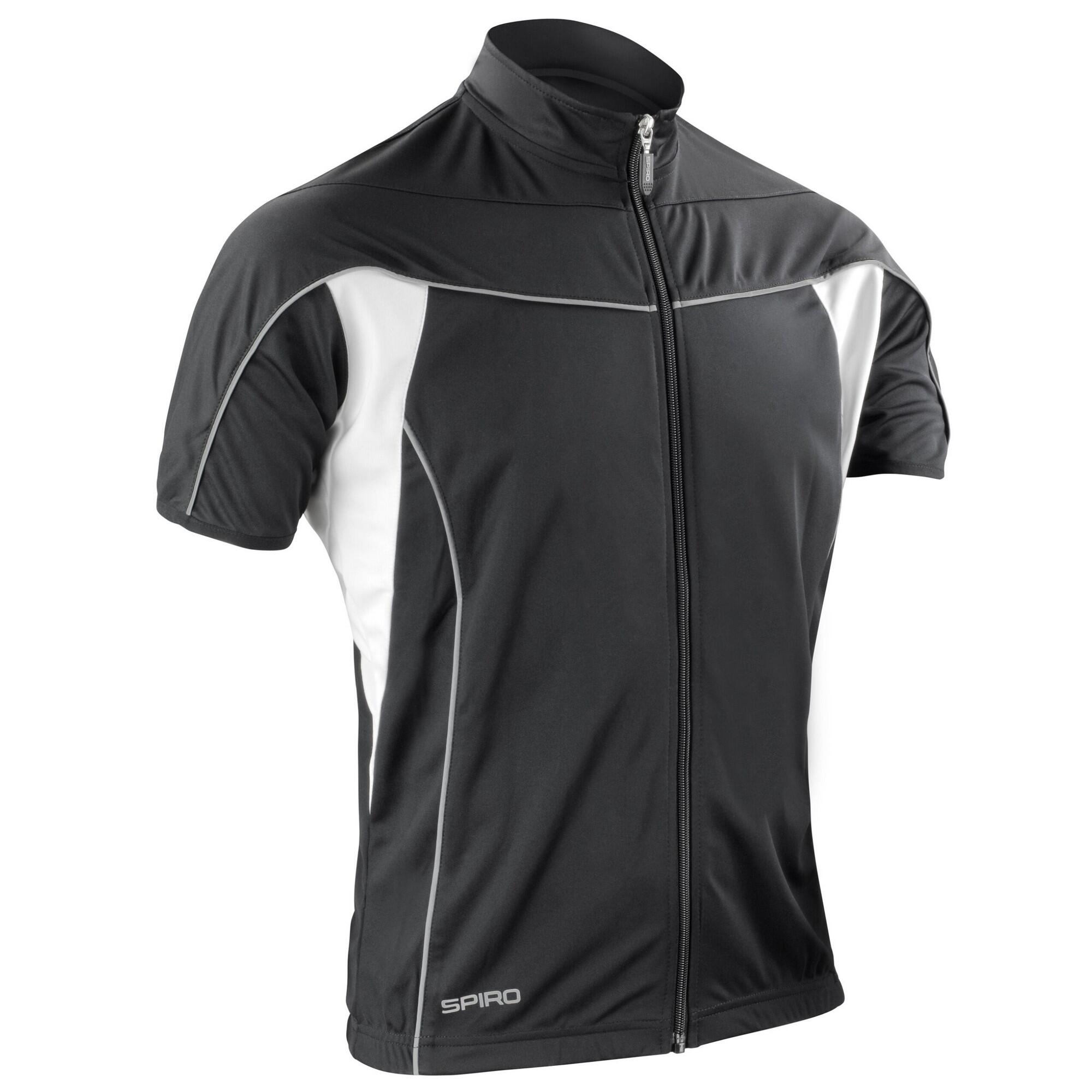SPIRO Mens Bikewear Full Zip Performance Jacket (Black/White)