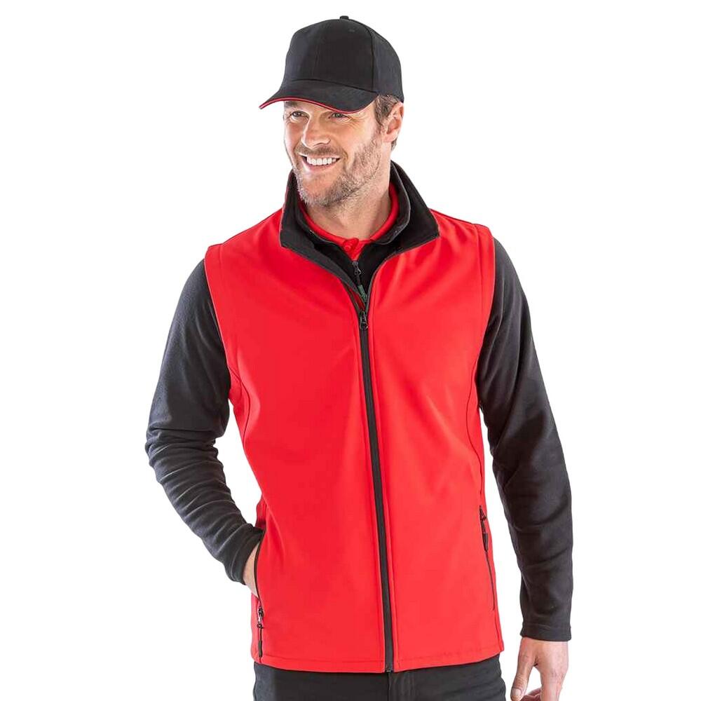Mens Core Printable Soft Shell Bodywarmer (Red/Black) 2/3