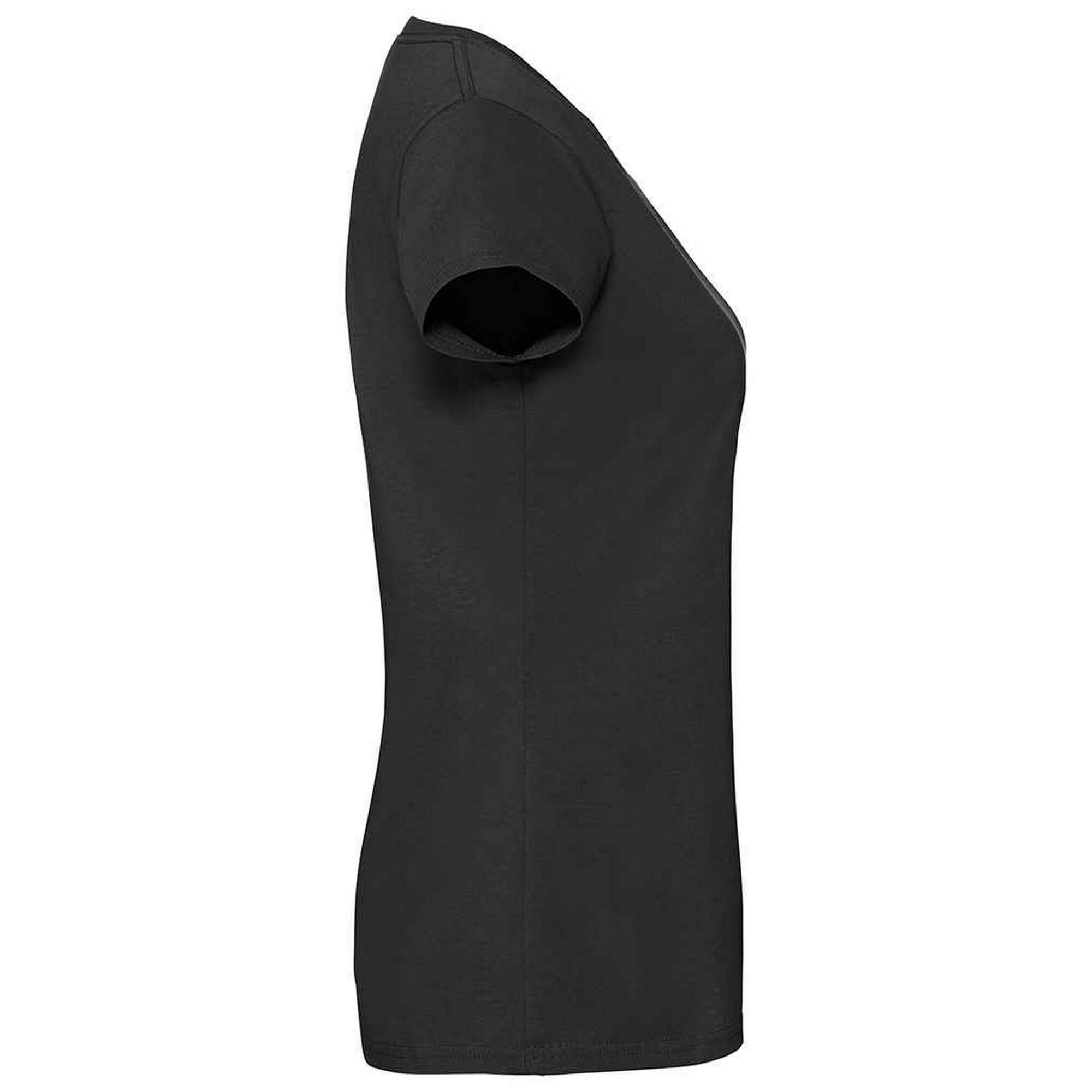 Womens/Ladies Iconic Ringspun Cotton TShirt (Black) 3/3
