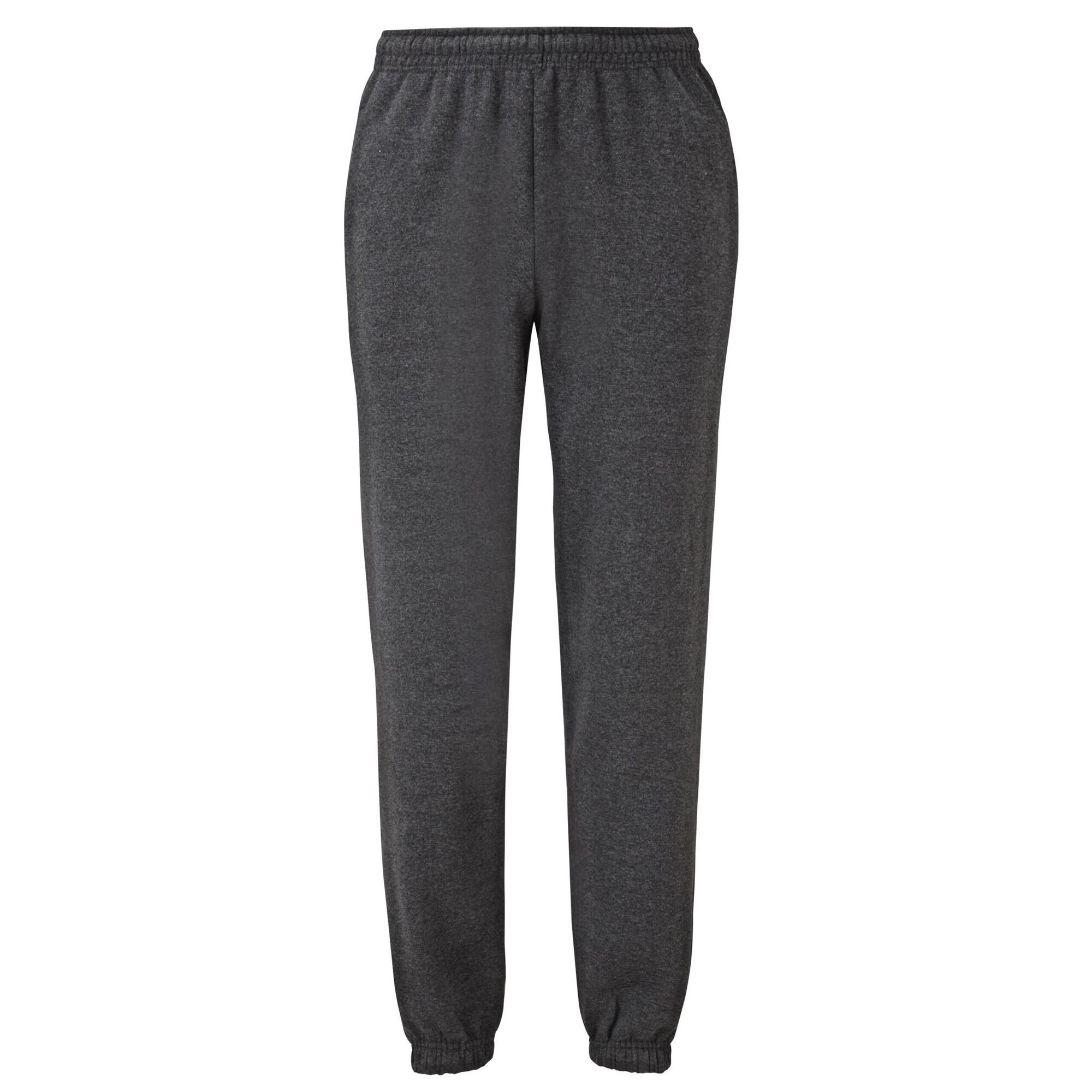 Unisex Adult Classic Heather Elasticated Hem Jogging Bottoms (Dark Heather) 1/3