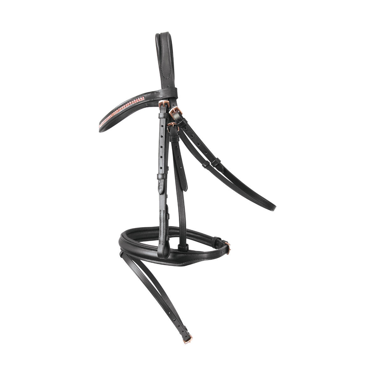 HY Rosciano Leather Horse Bridle (Black/Rose Gold)