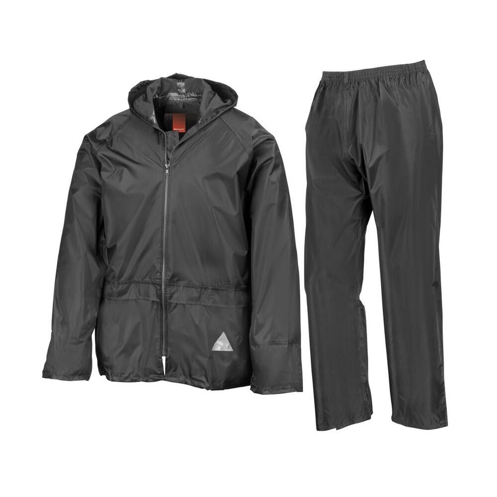 RESULT Unisex Adult Waterproof Jacket And Trousers Set (Black)