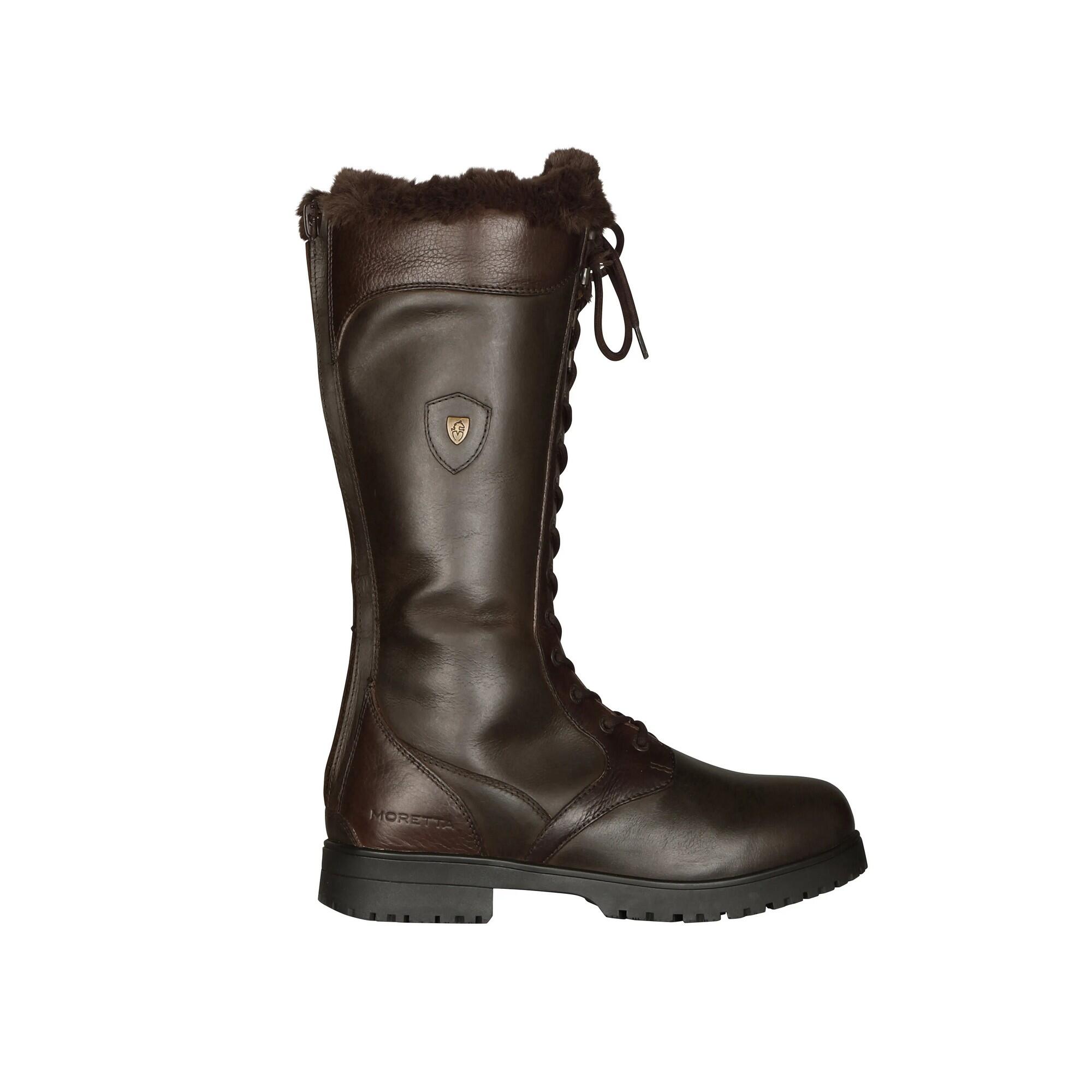 Womens/Ladies Nola Lace Leather Country Boots (Brown) 3/4