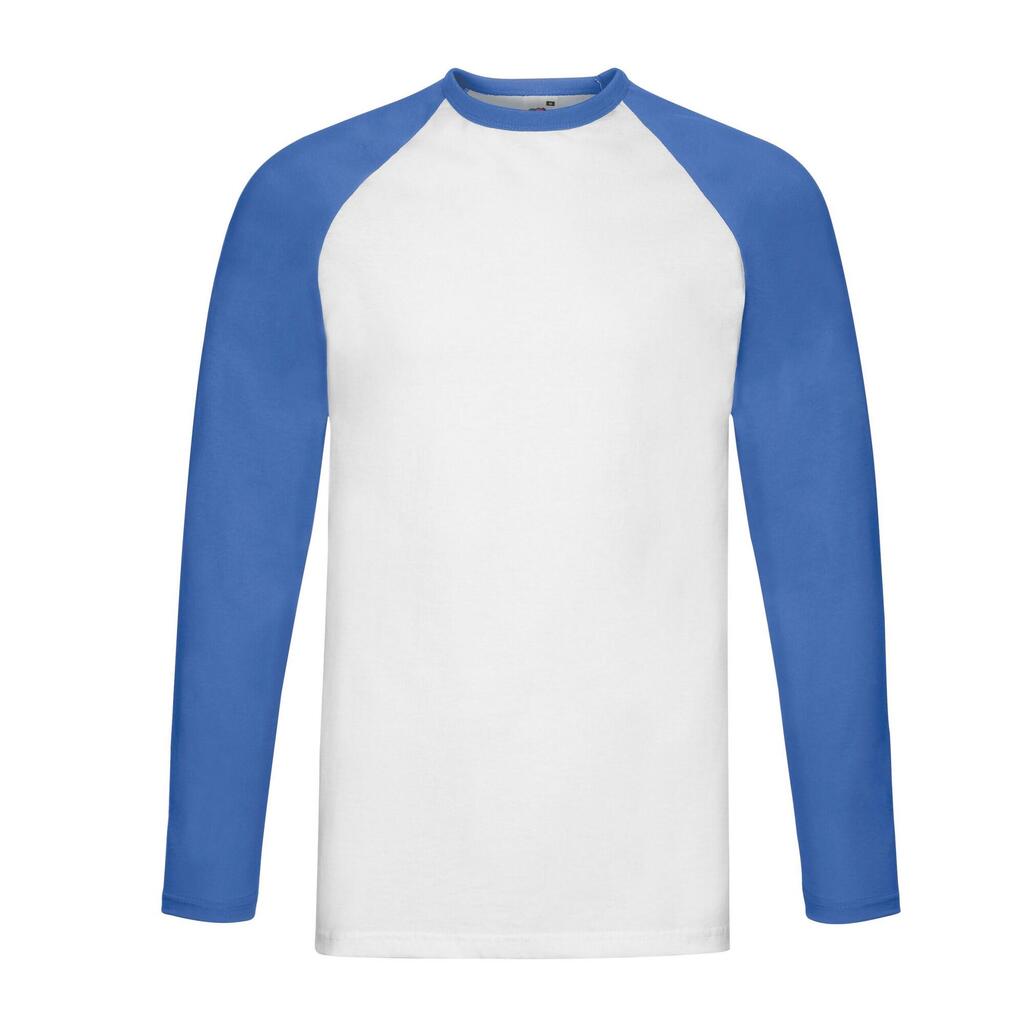 Mens Baseball LongSleeved TShirt (White/Royal Blue)