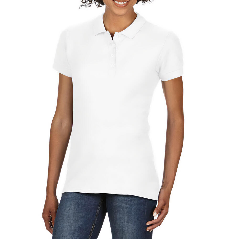 Womens/Ladies Double Piqué Soft Touch Polo Shirt (White) 1/2
