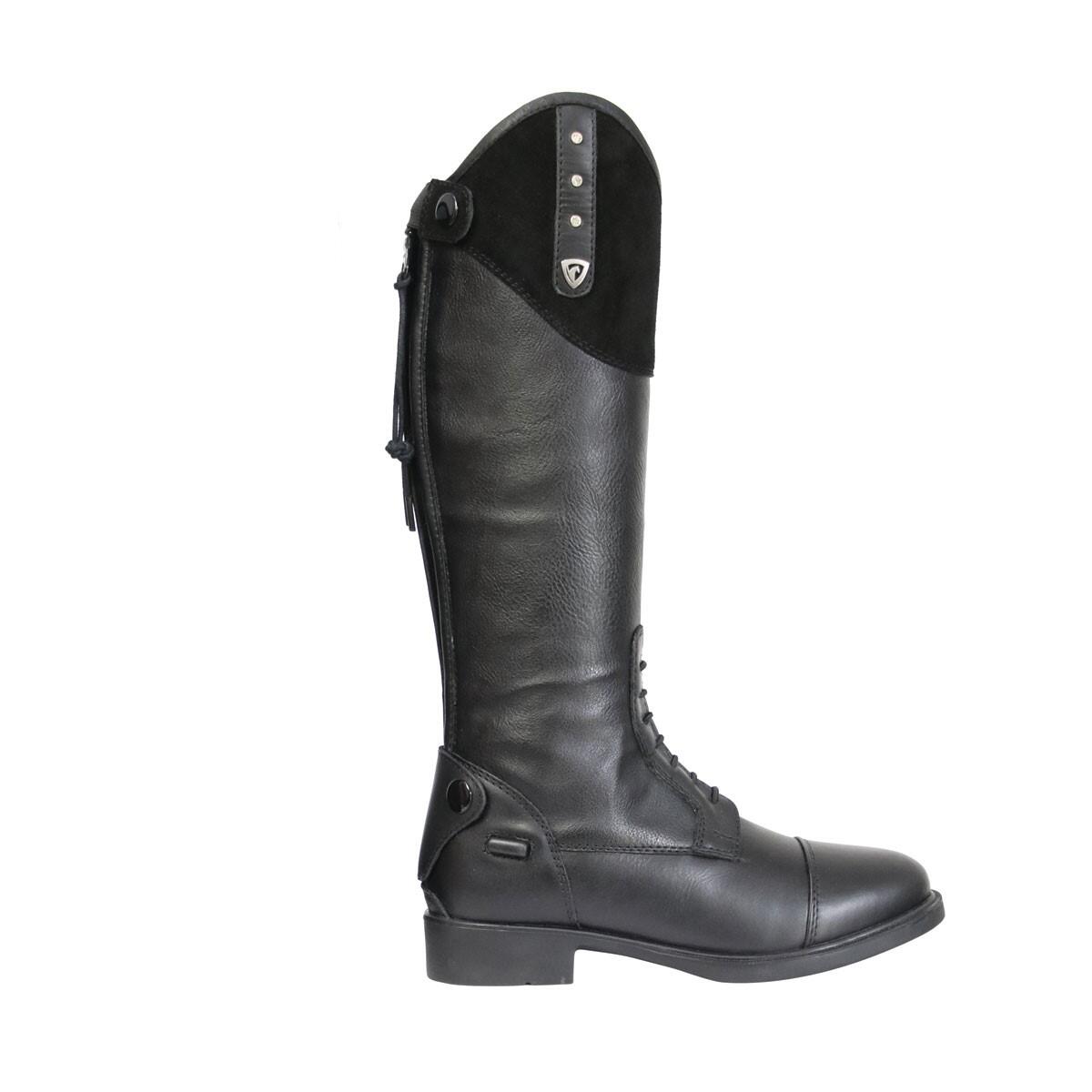 Childrens/Kids Soriso Leather Long Riding Boots (Black/Silver) 1/2