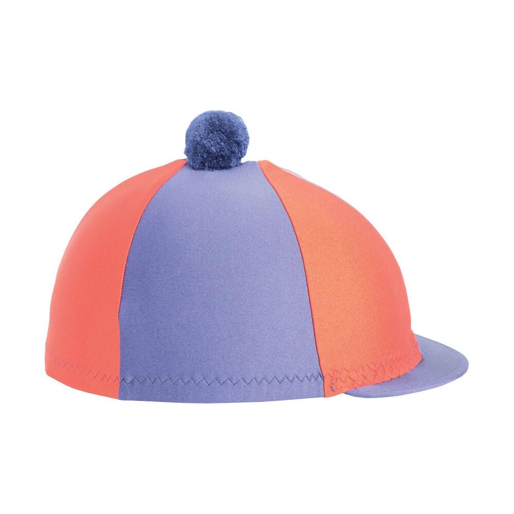 HY Two Tone Lycra Hat Silk With Bobble (Navy/Orange)