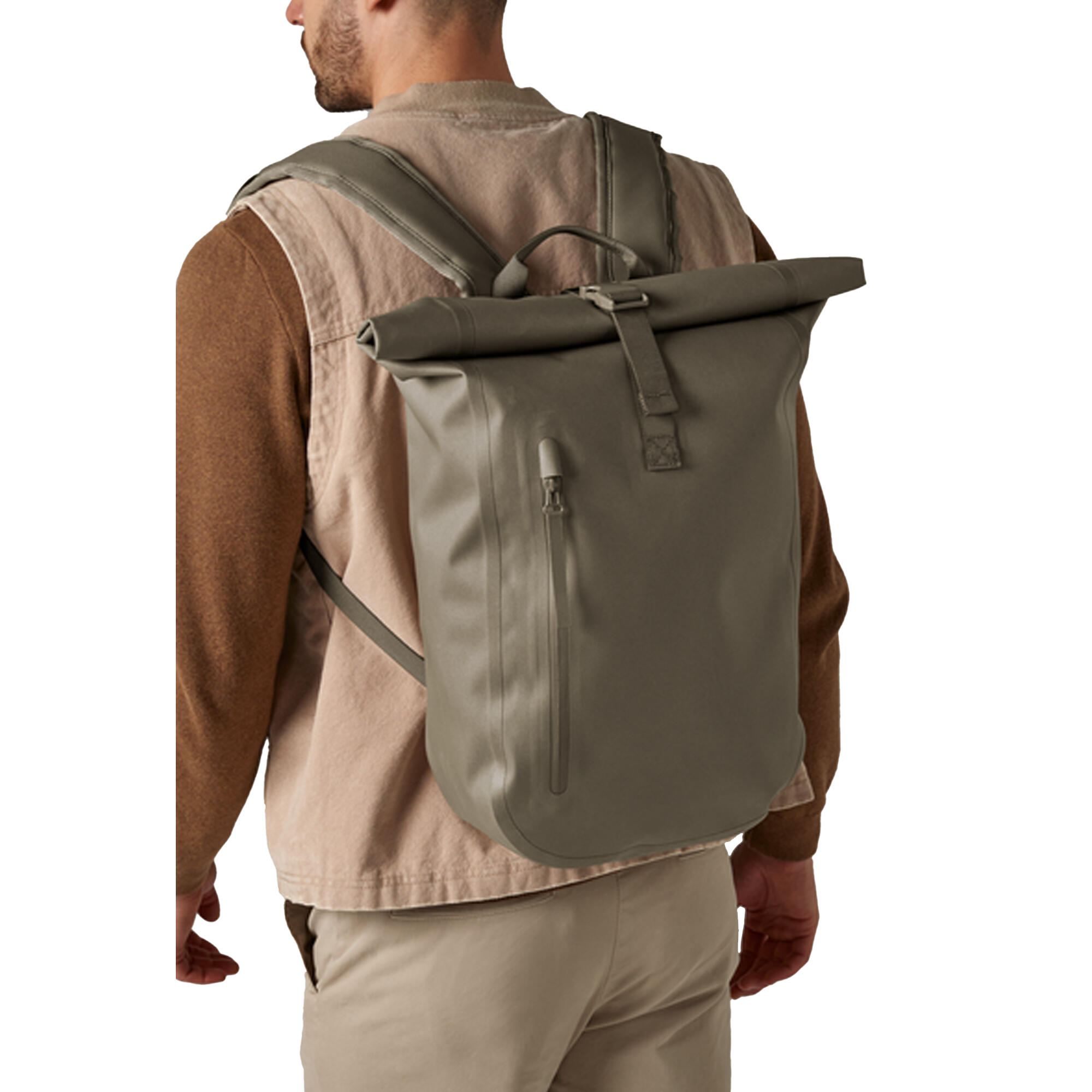 Roll Top Waterproof 14L Backpack (Covert Green) 2/2