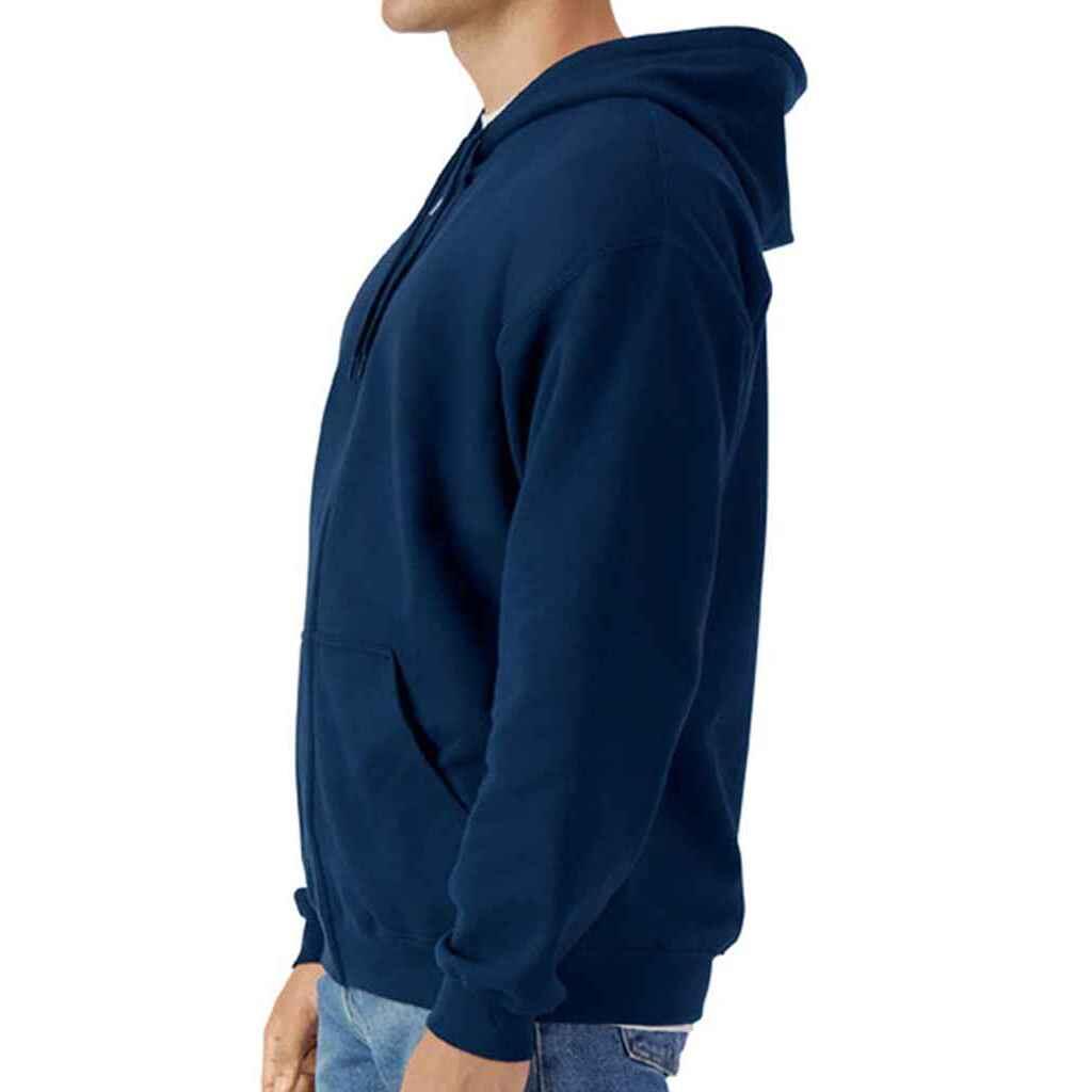 Felpa Con Cappuccio E Zip Intera Uomo Gildan Softstyle Blu Navy 3/3