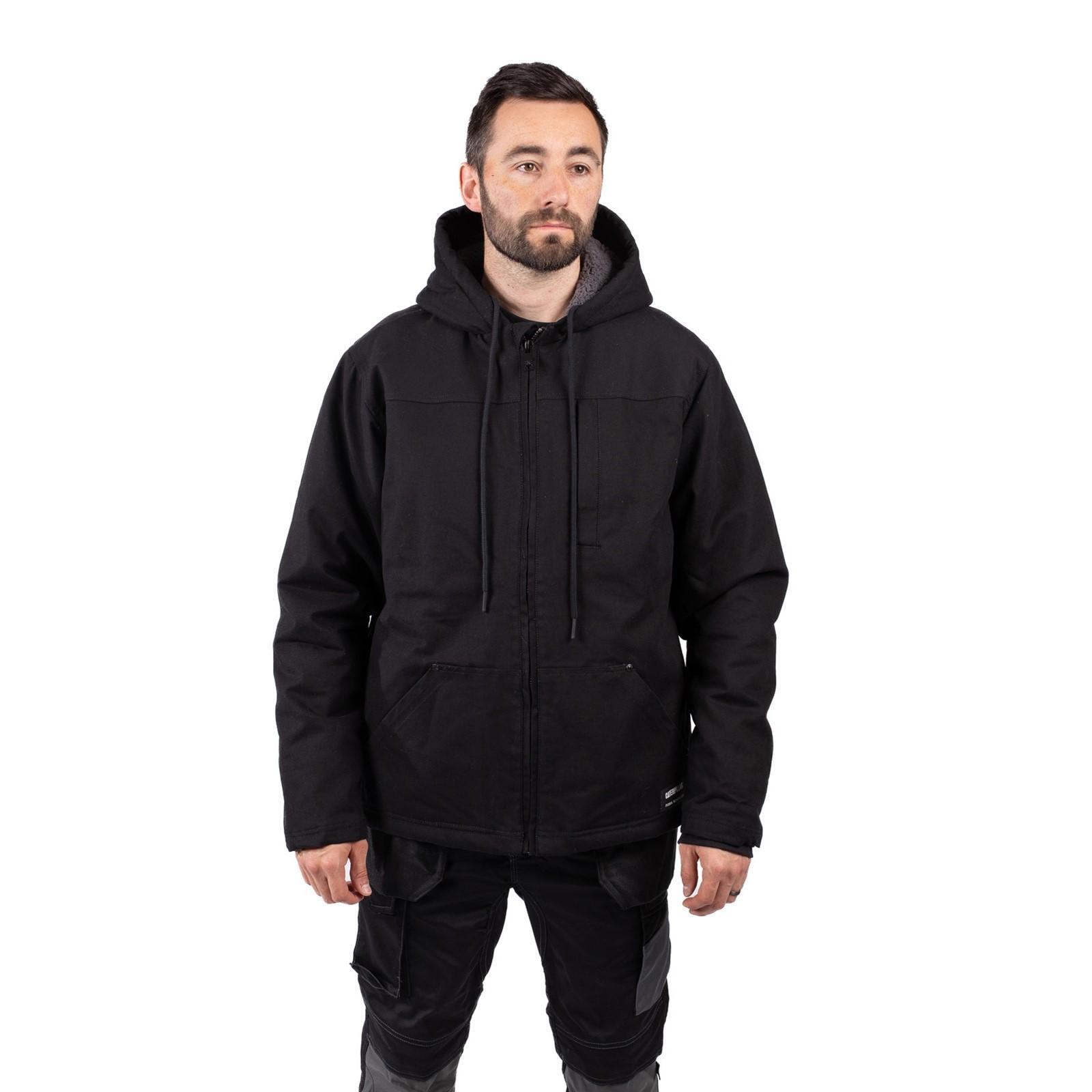 Mens Sherpa Lined Hooded Jacket (Black) 3/4