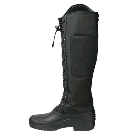 Lange Reitstiefel "Mont Maudit", Leder Damen Schwarz/Grau