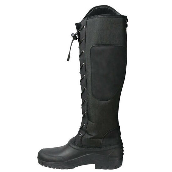 Lange Reitstiefel "Mont Maudit", Leder Damen Schwarz/Grau