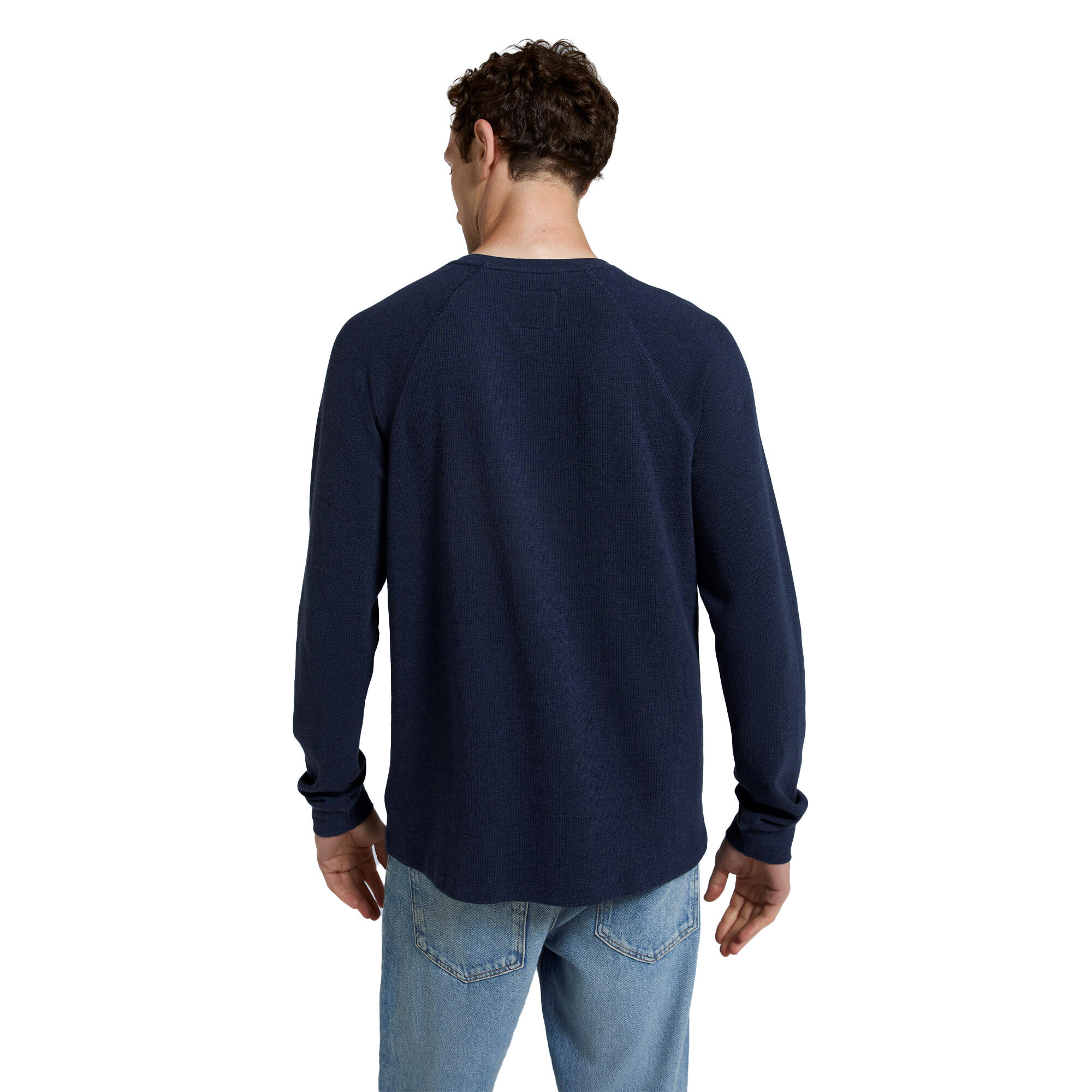 Mens Jude Waffle LongSleeved TShirt (Navy) 2/3