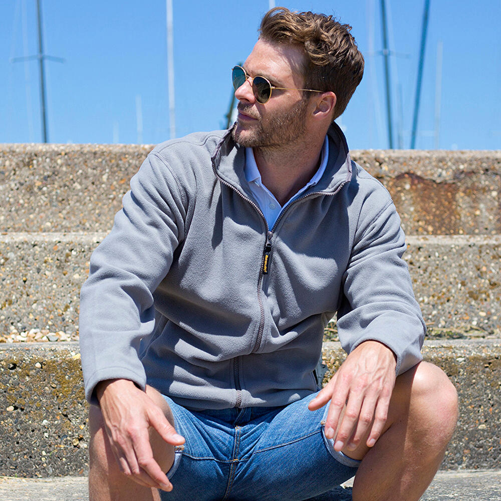Mens High Grade Microfleece Horizon Showerproof Breathable Jacket (Light Grey) 3/4