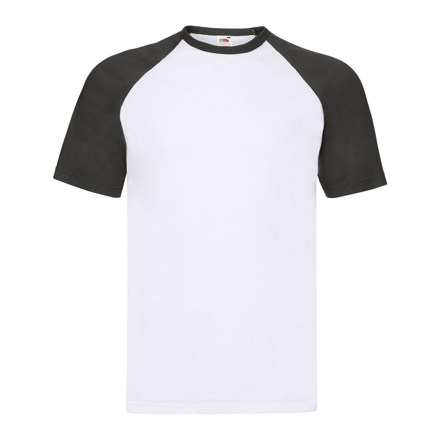 FRUIT OF THE LOOM Unisex Adult Contrast Panel Baseball TShirt (White/Black)