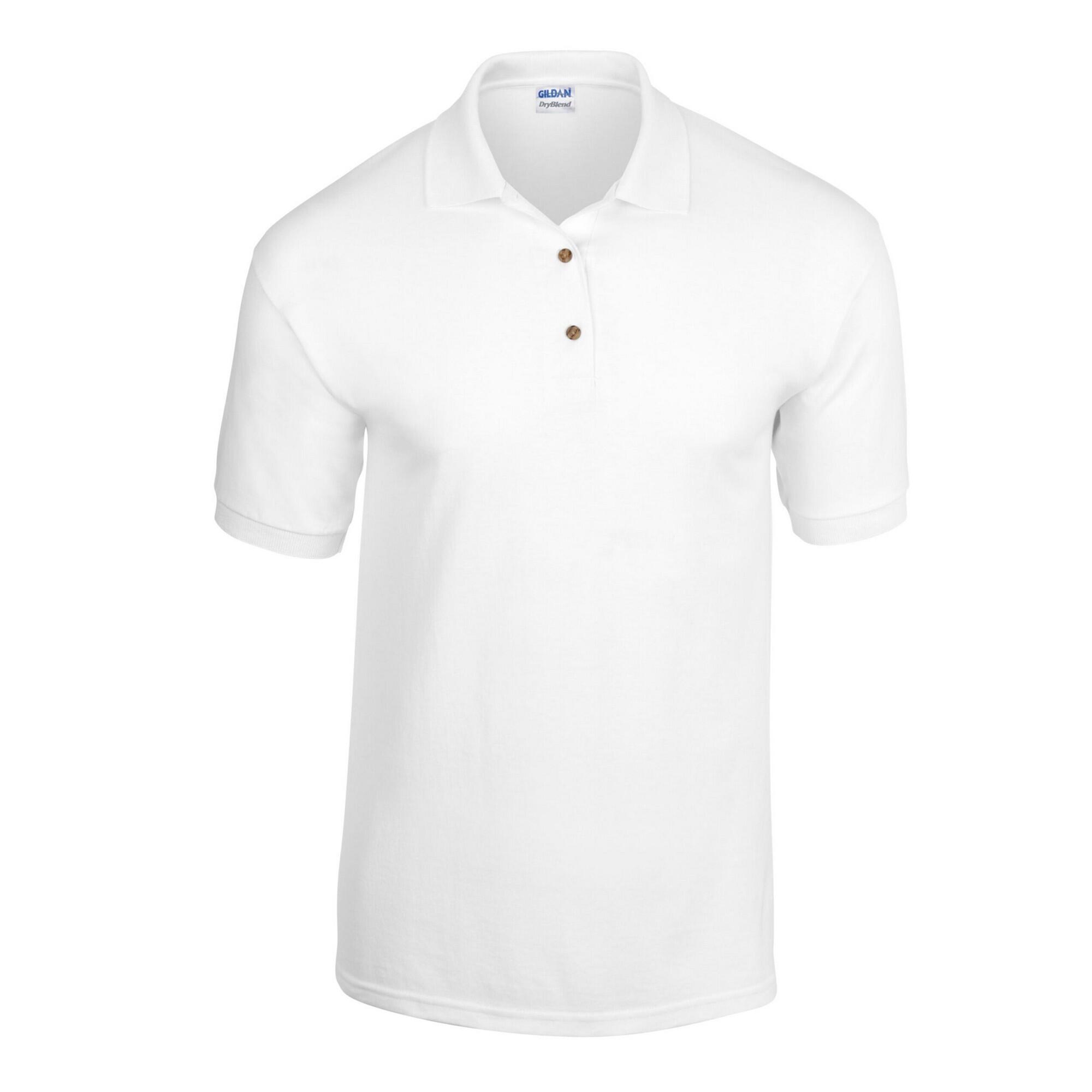 Unisex Adult Knitted Dryblend Jersey Polo Shirt (White) 1/3