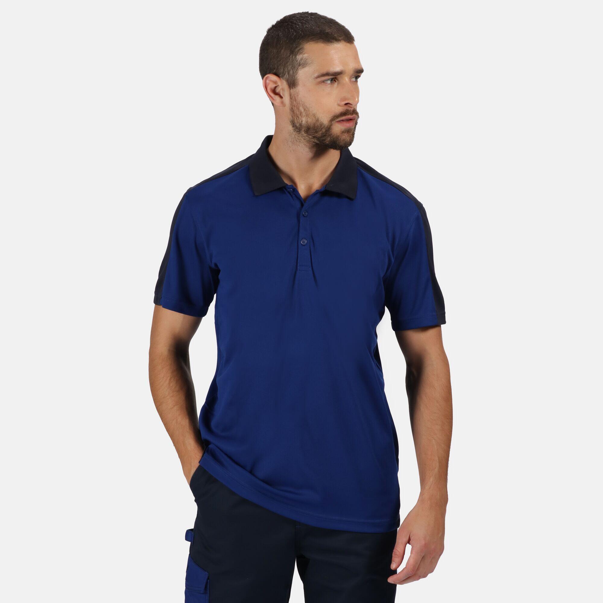 Mens Contrast Coolweave Polo Shirt (Black/Classic Red) 5/5