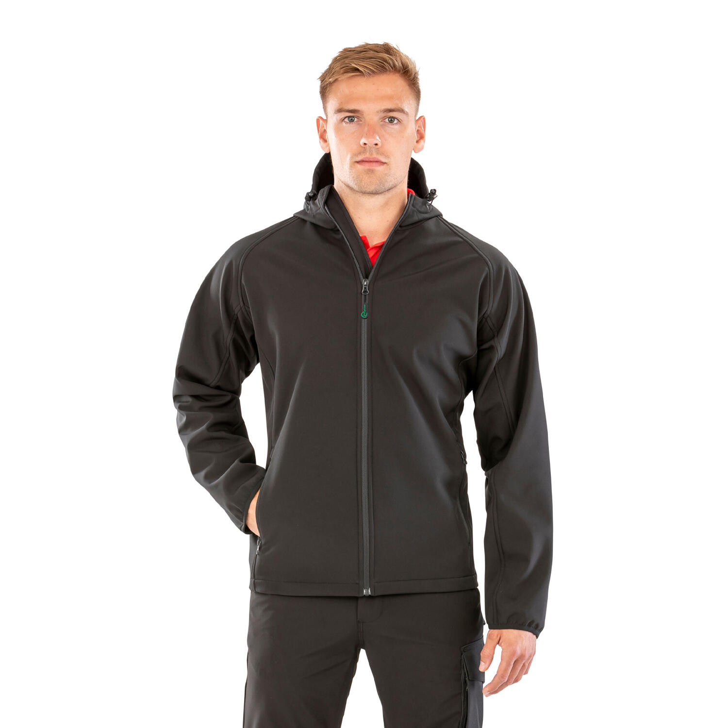 Giacca Soft Shell Con Cappuccio Riciclato Uomo Result Nero 3/4