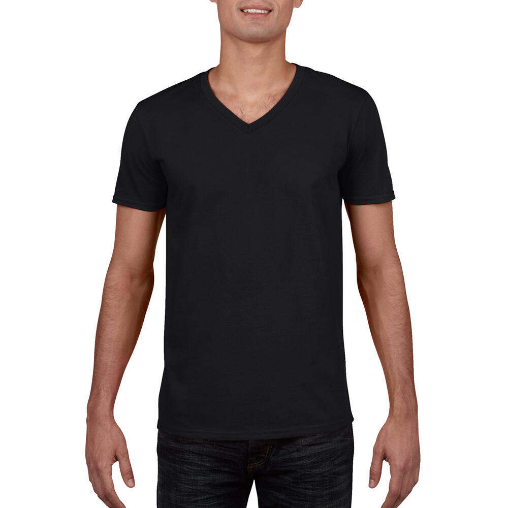Mens Soft Style VNeck Short Sleeve TShirt (Black) 4/4
