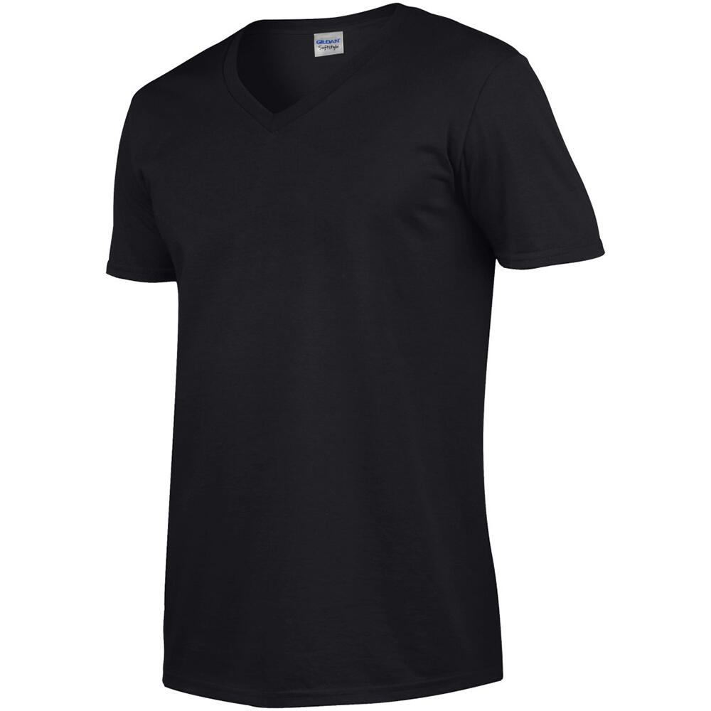 Mens Soft Style VNeck Short Sleeve TShirt (Black) 3/4