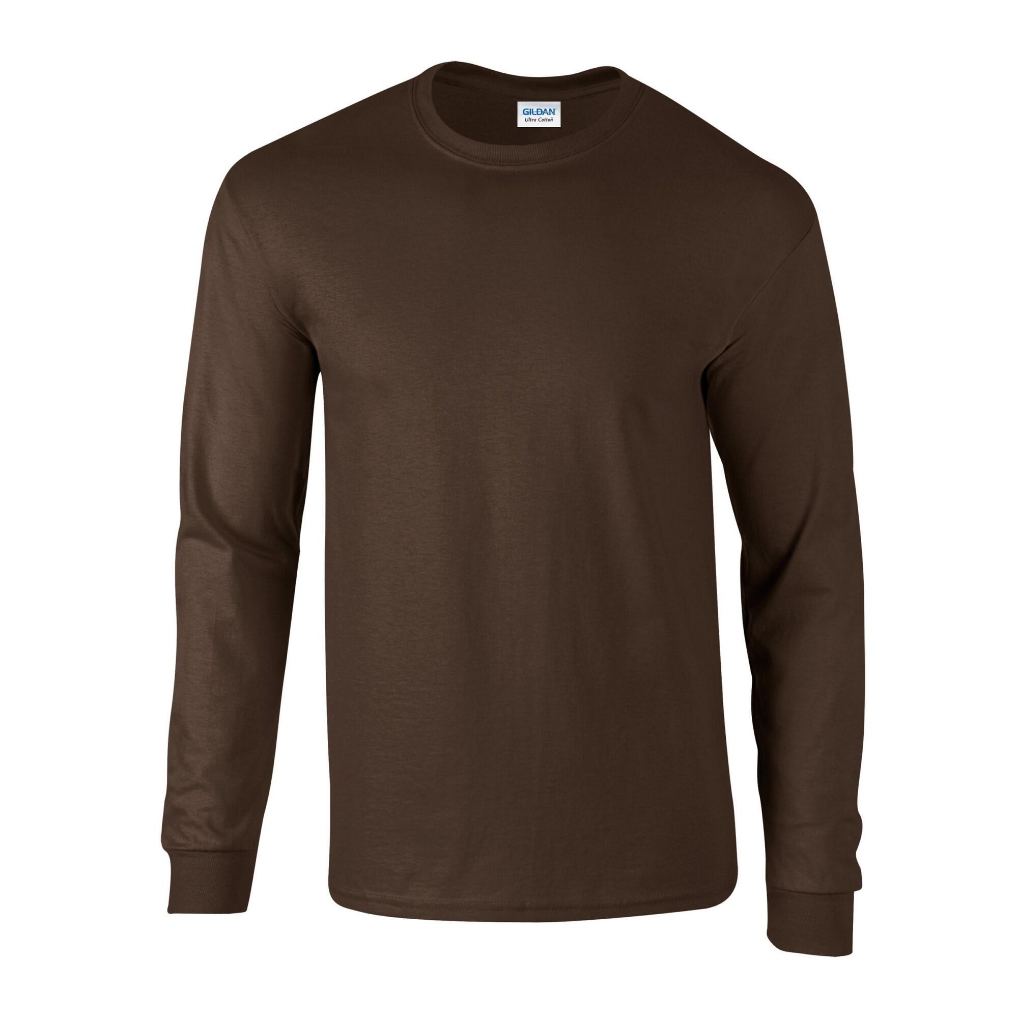 GILDAN Unisex Adult Ultra Plain Cotton LongSleeved TShirt (Dark Chocolate)