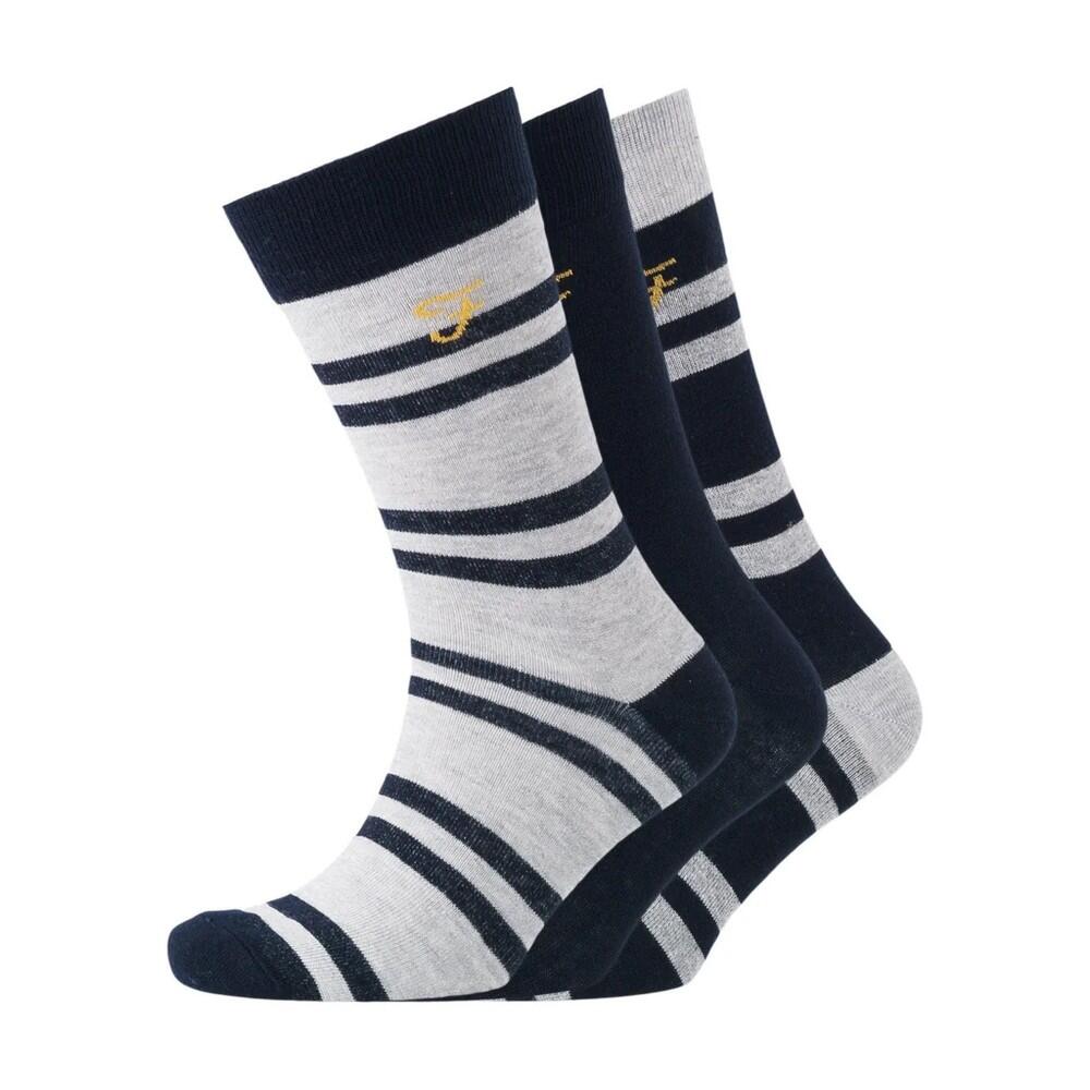 Mens Falton Striped Socks (Pack of 3) (Black/White) 1/4