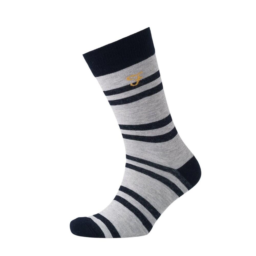 Mens Falton Striped Socks (Pack of 3) (Black/White) 3/4