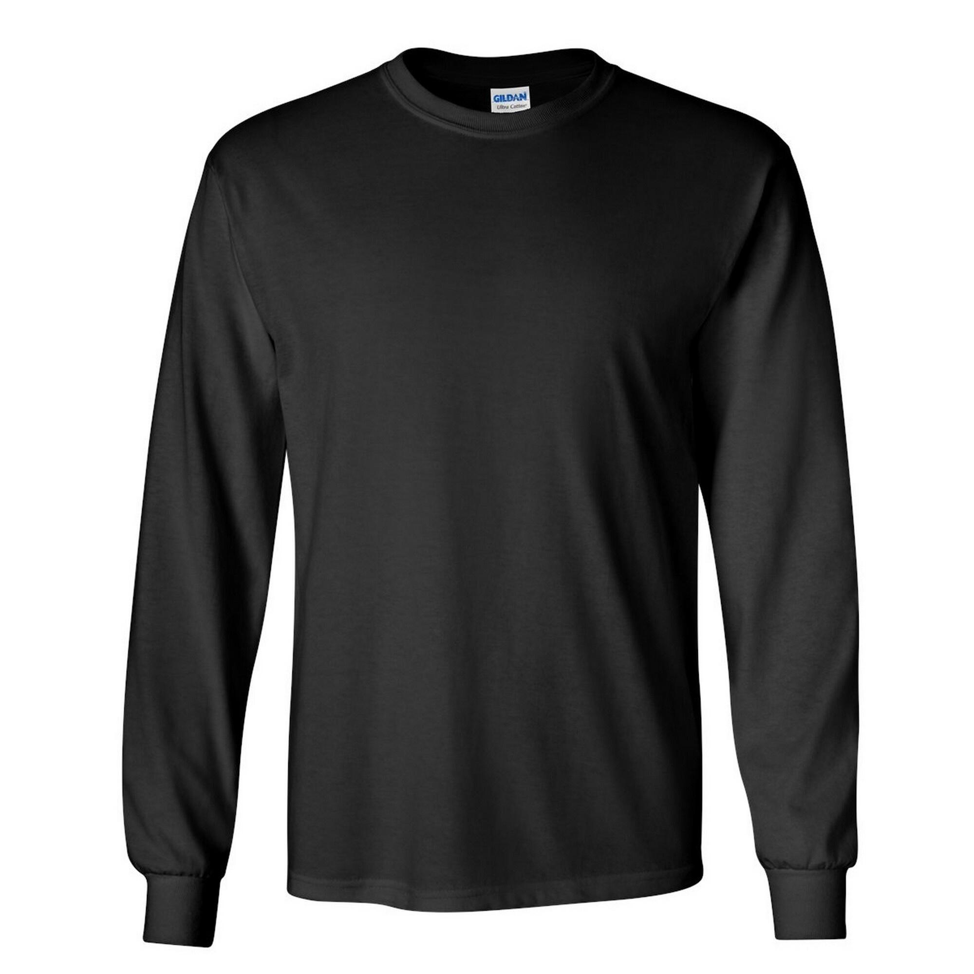 Gildan Men's Ultra Cotton Long Sleeve T-Shirt - Plain Crew Neck, Sport Grey