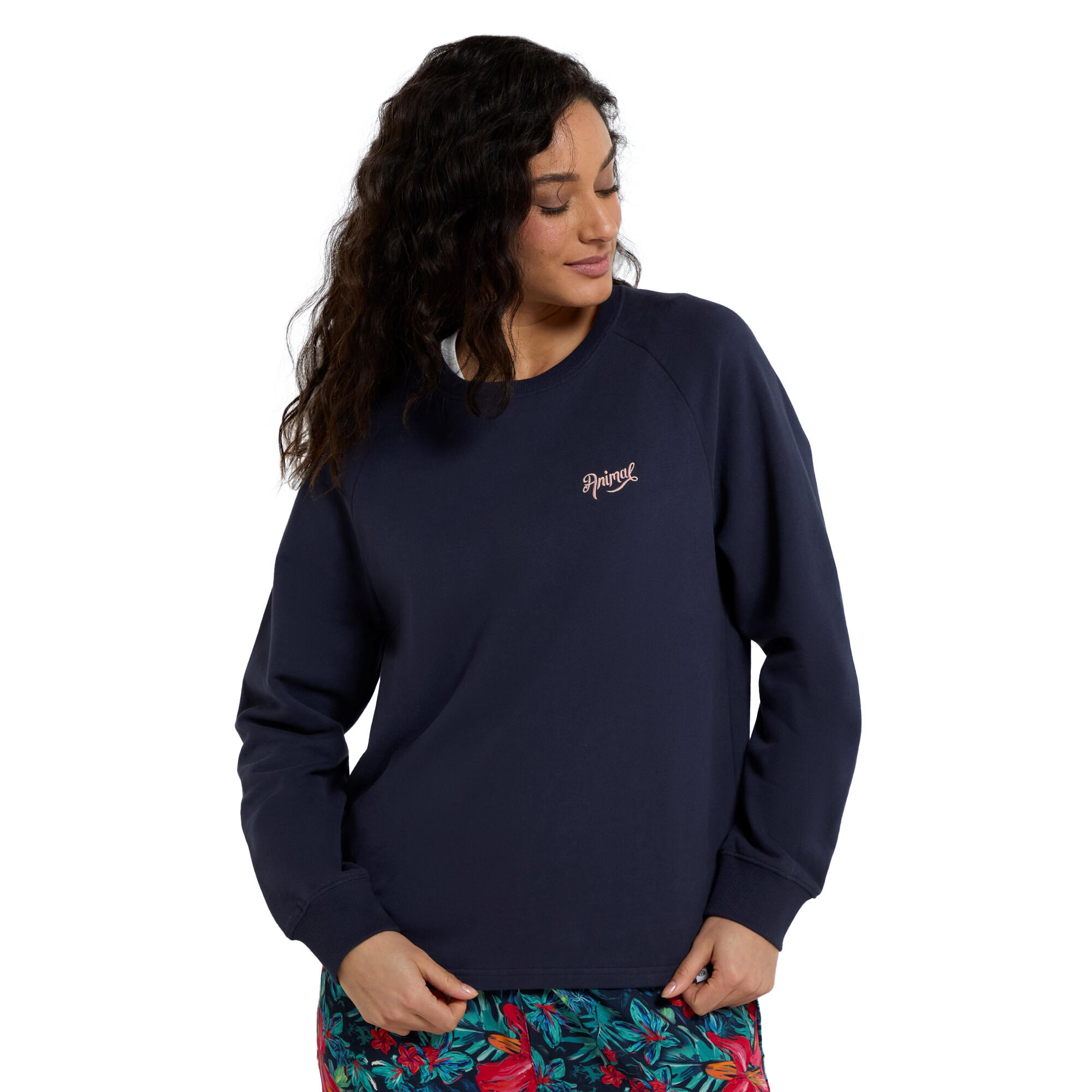 Womens/Ladies Maya Sweatshirt (Navy) 3/3