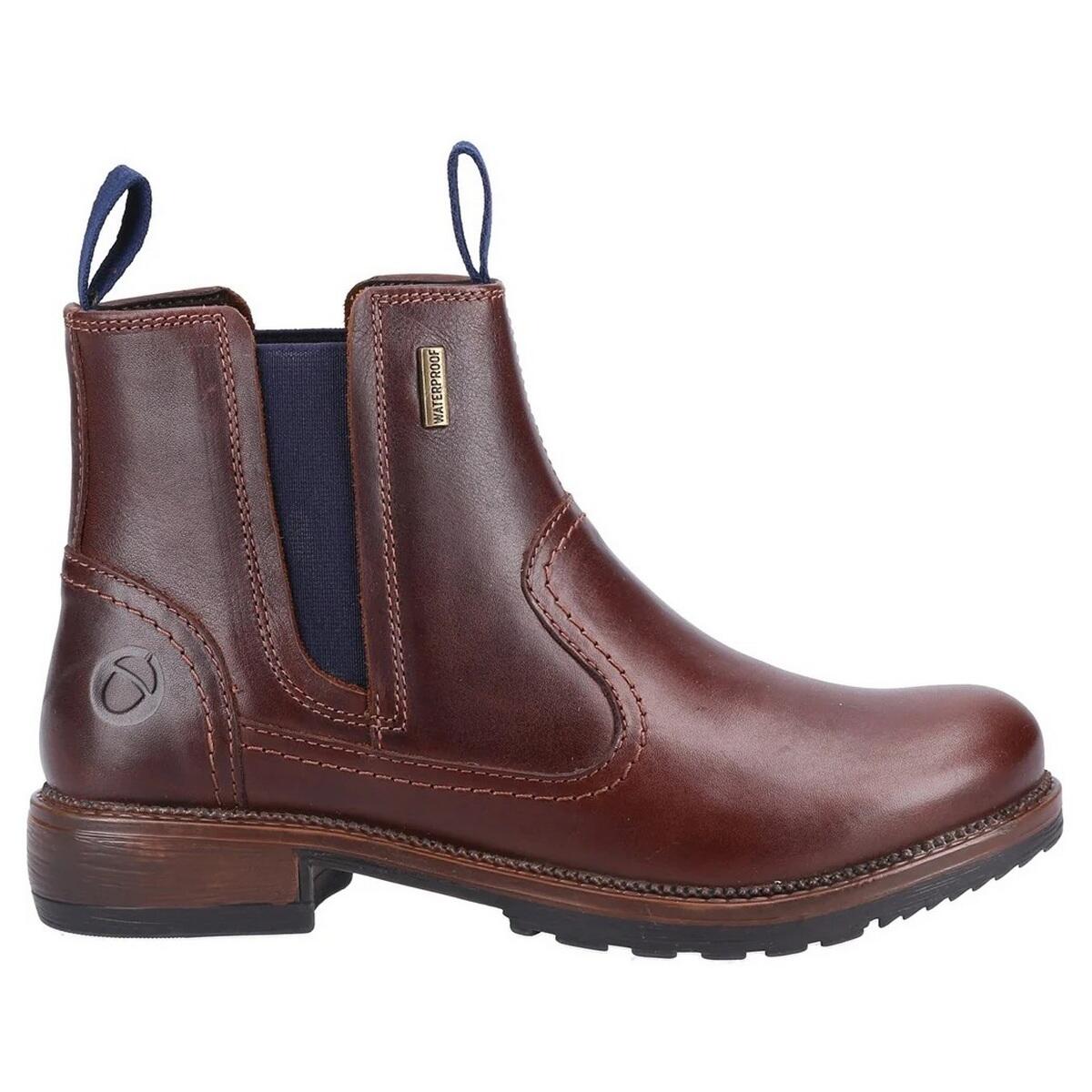 Womens/Ladies Laverton Slip On Leather Ankle Boot (Brown/Navy) 3/5