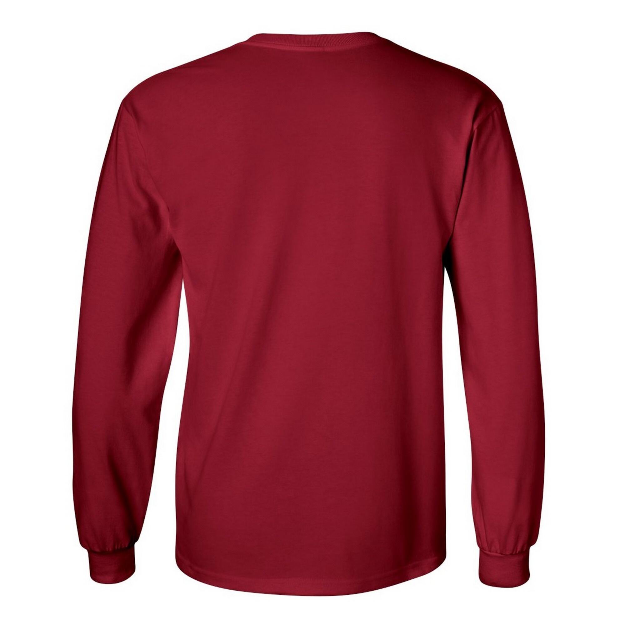 Mens Plain Crew Neck Ultra Cotton Long Sleeve TShirt (Cardinal) 2/2