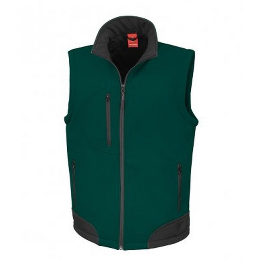 Mens Soft Shell Bodywarmer (Bottle Green/Black) 2/4
