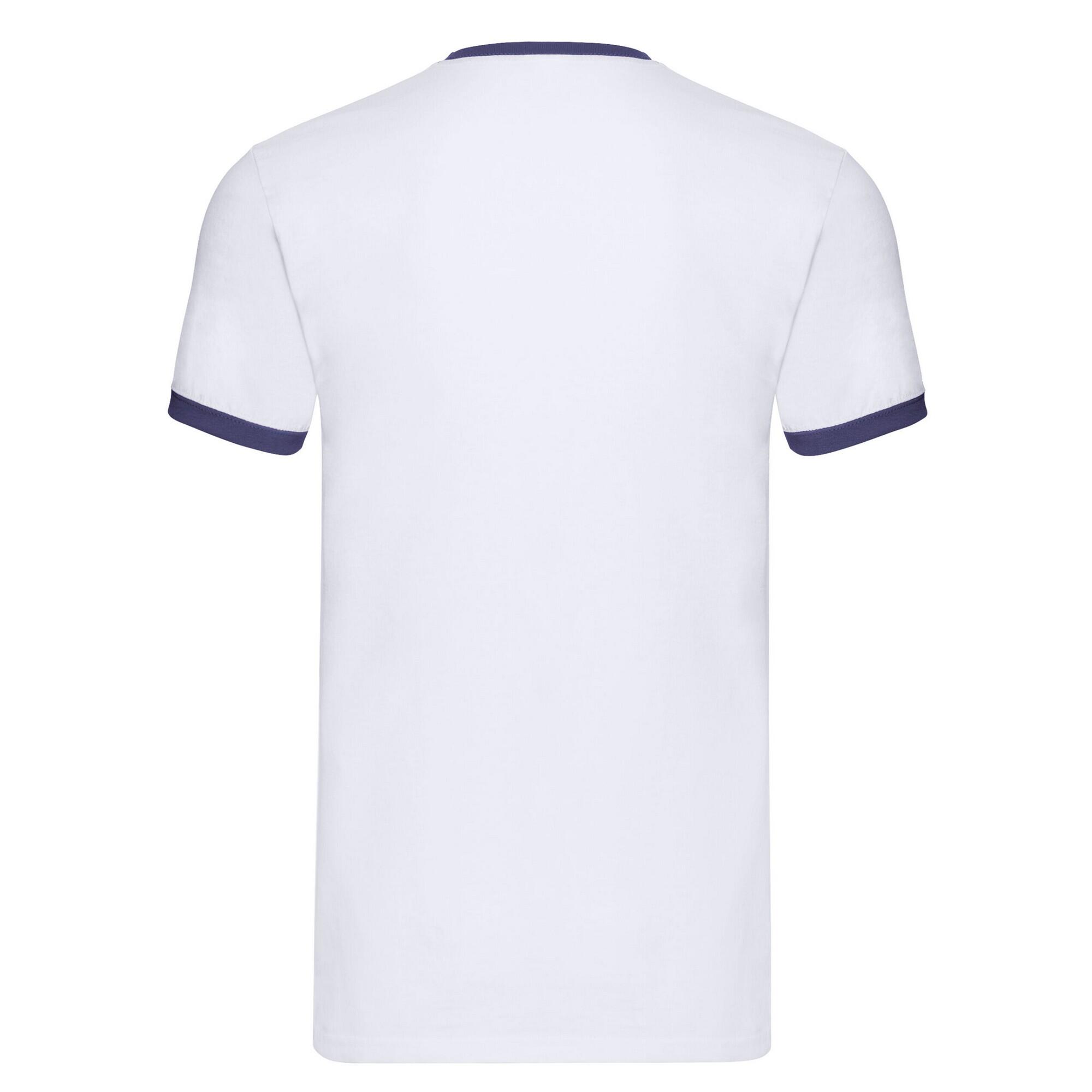 Camiseta Ringer 160 para Hombre Blanco, Marino 2/2