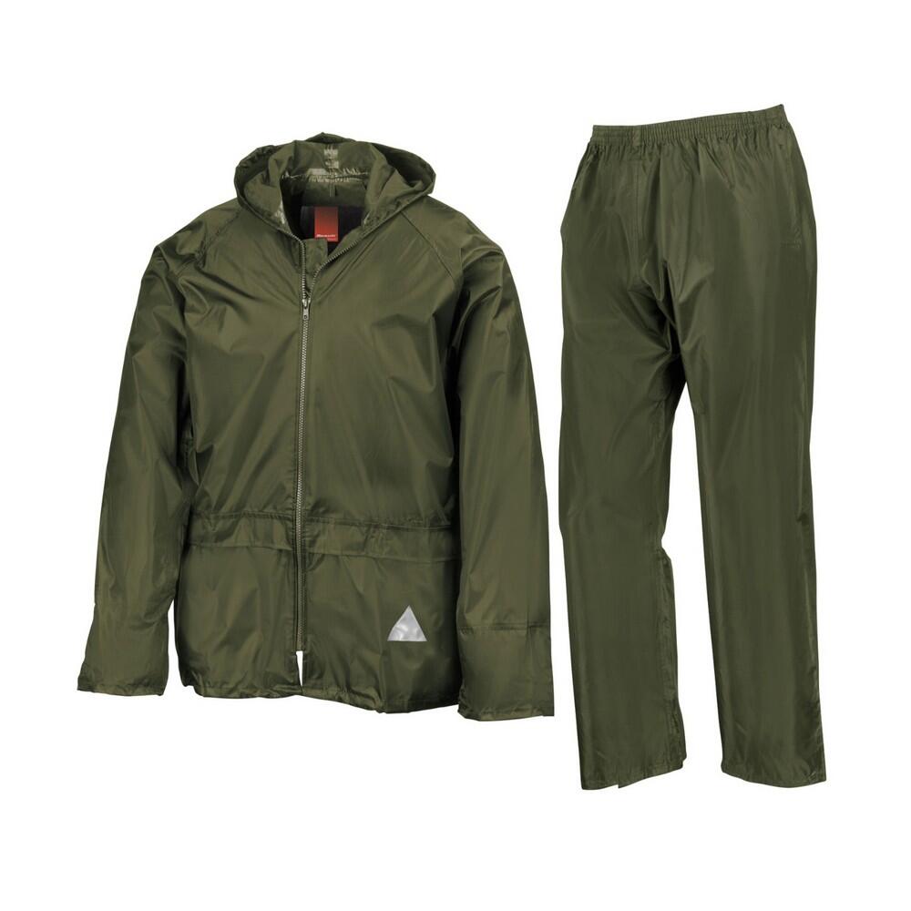 RESULT Unisex Adult Waterproof Jacket And Trousers Set (Olive)