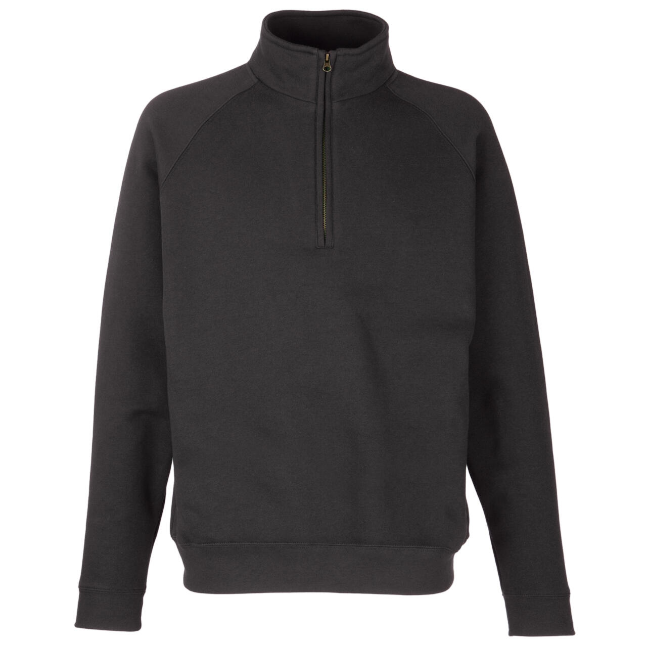 FRUIT OF THE LOOM Adults Unisex Classic Zip Neck Sweatshirt (Black)