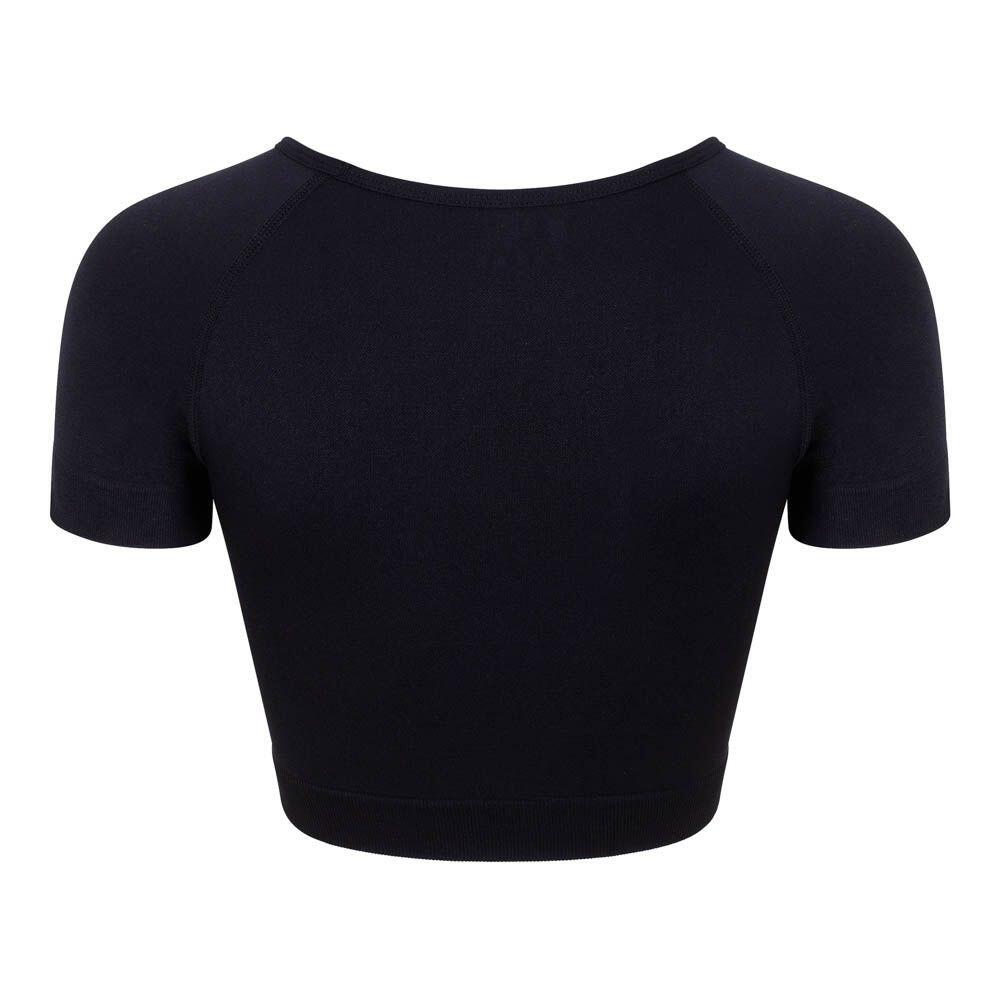 Womens/Ladies Plain Active Crop Top (Black) 2/3