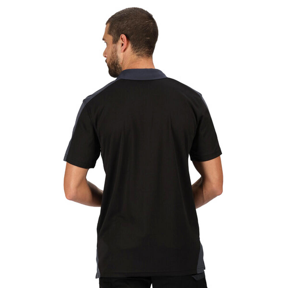 Herencontrast Coolweave Polo Shirt (Zwart/Seal Grey) 3/5