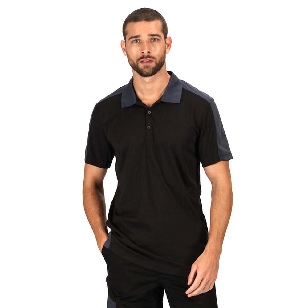 Herencontrast Coolweave Polo Shirt (Zwart/Seal Grey) 4/5