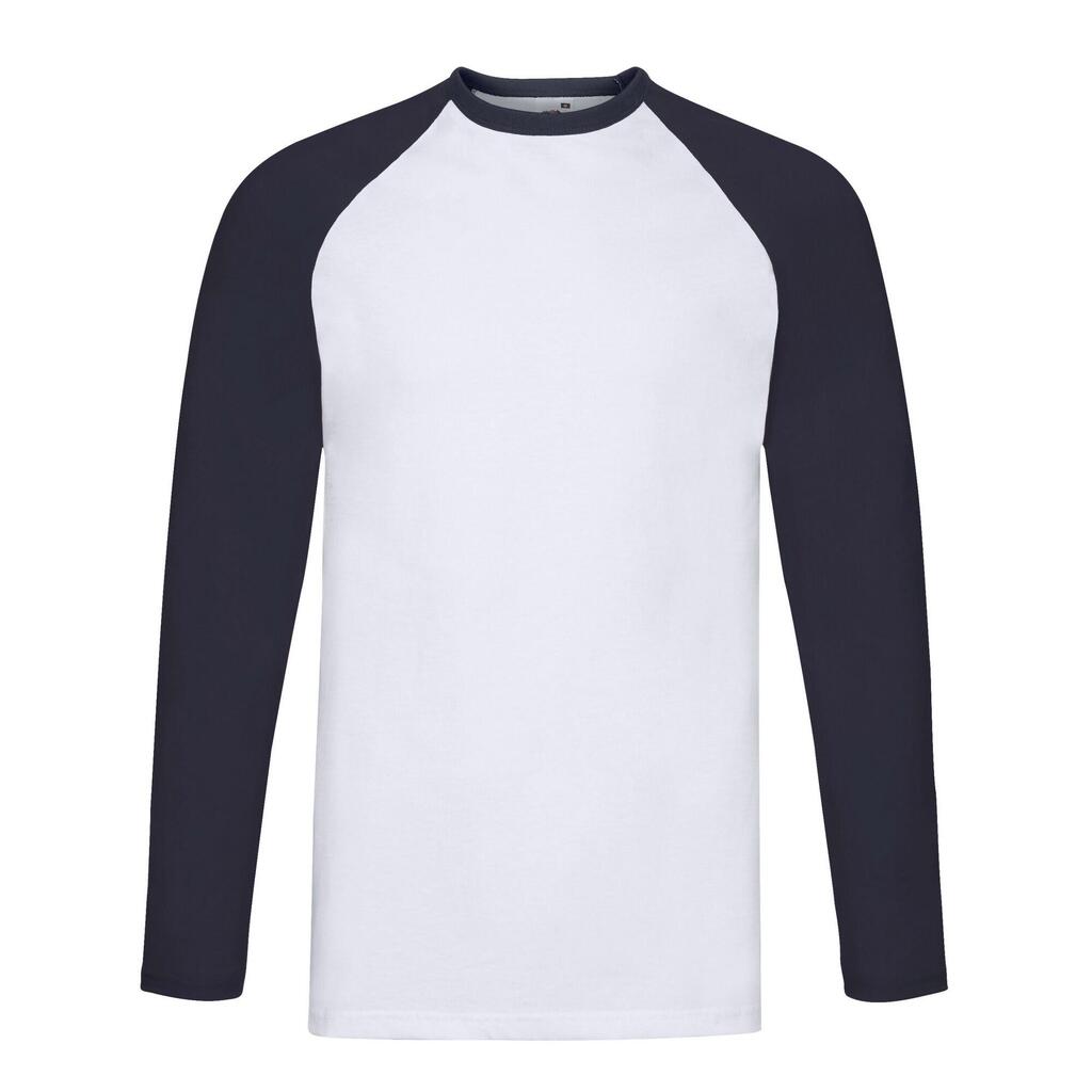 Mens Baseball LongSleeved TShirt (White/Deep Navy)