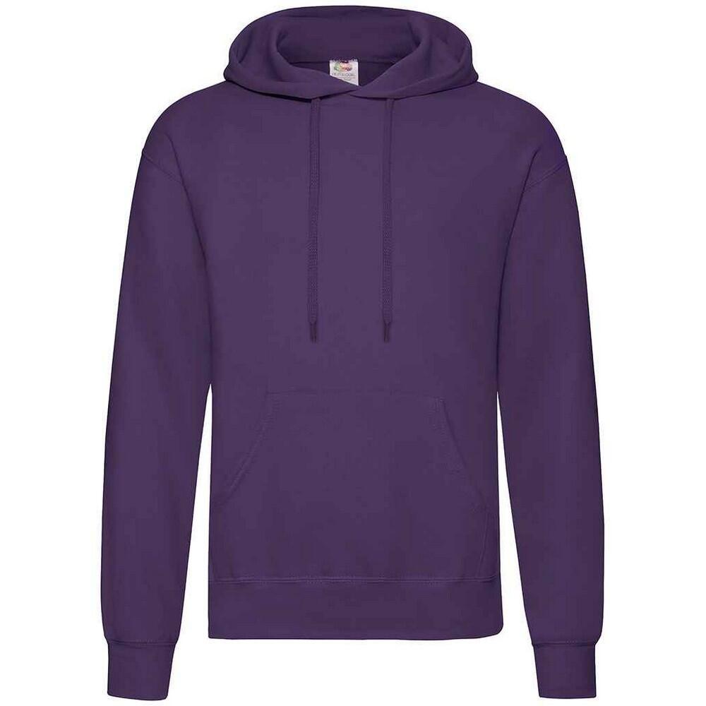 FRUIT OF THE LOOM Adults Unisex Classic Hooded Sweatshirt (Purple)