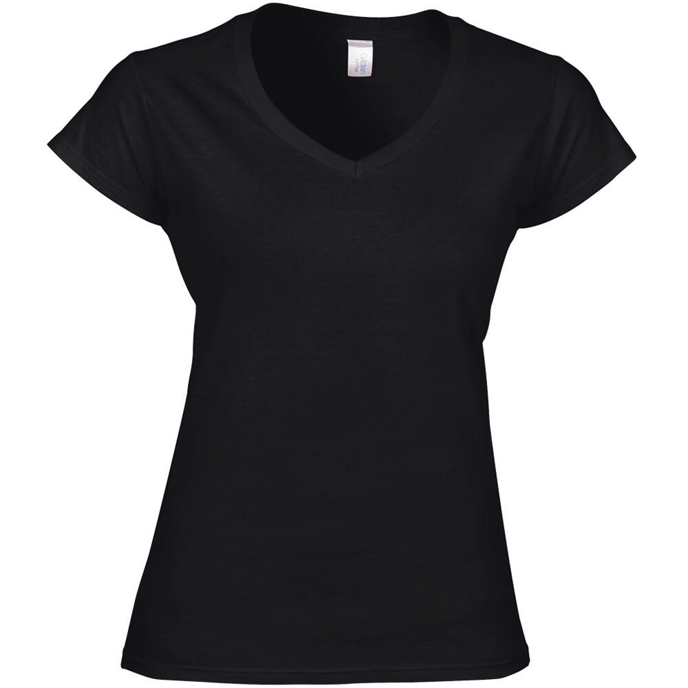 GILDAN Ladies Soft Style Short Sleeve VNeck TShirt (Black)