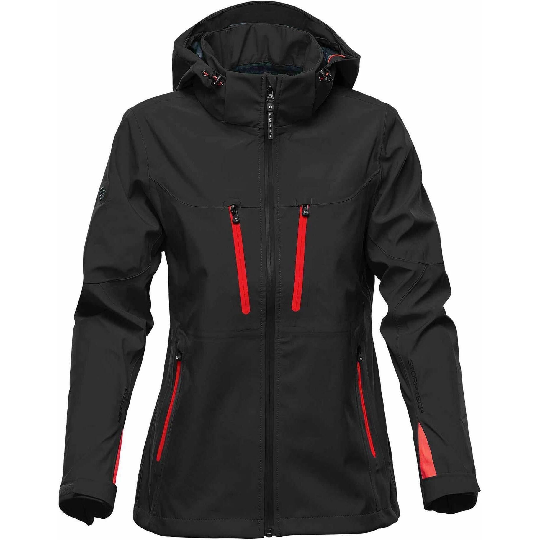 STORMTECH Womens/Ladies Patrol Hooded Soft Shell Jacket (Black/Bright Red)