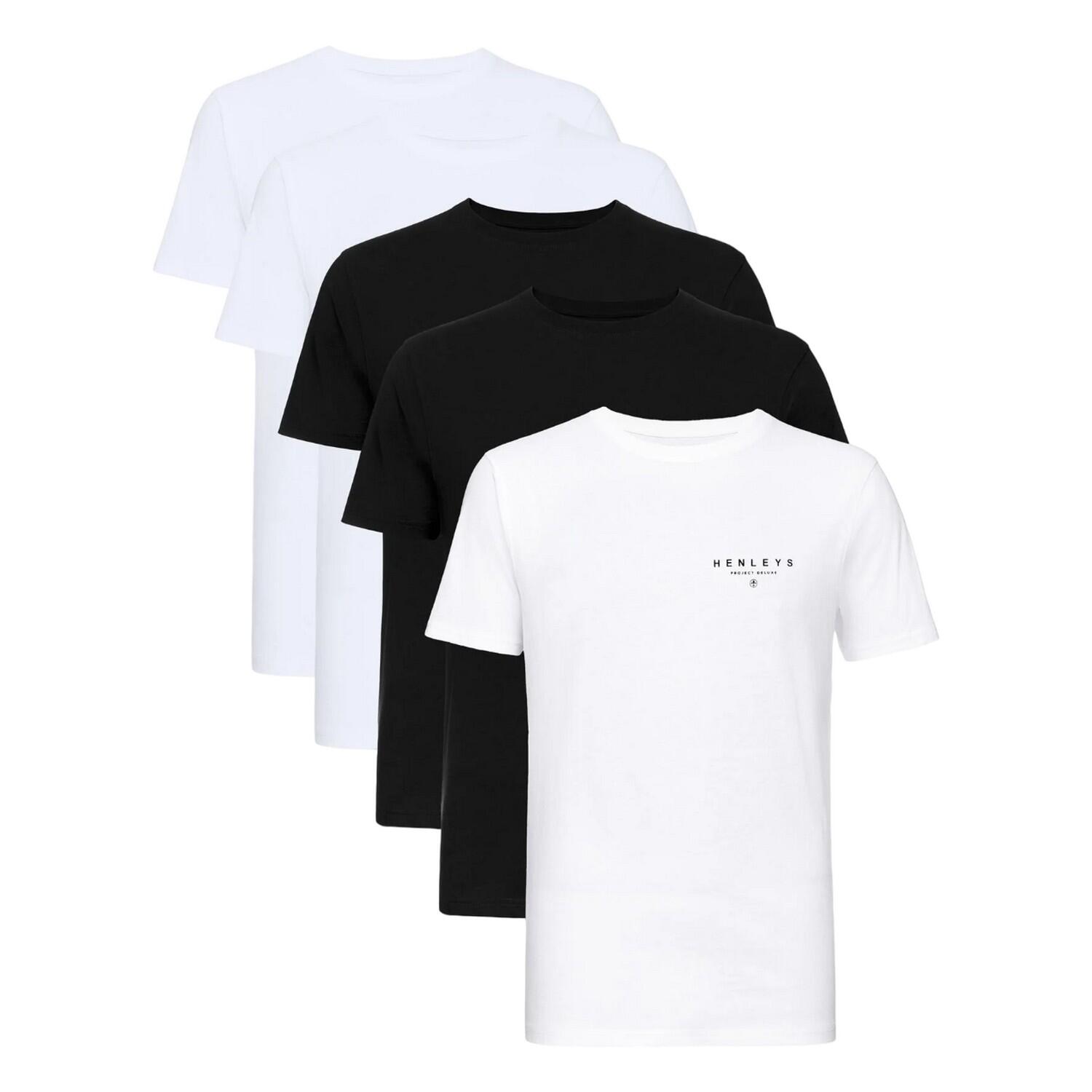 Mens Hencinq A TShirt (Pack of 5) (White/Black) 1/4