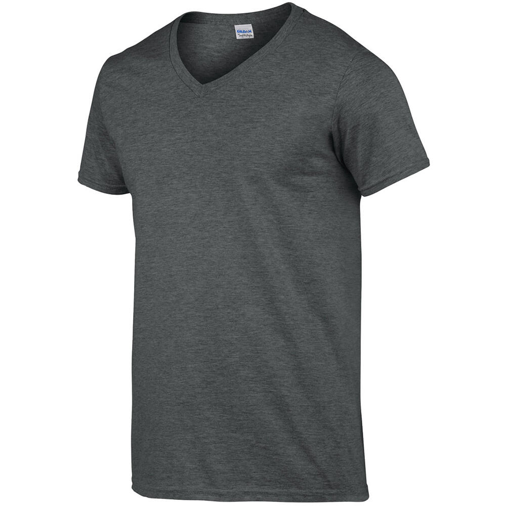 Mens Soft Style VNeck Short Sleeve TShirt (Dark Heather) 4/5