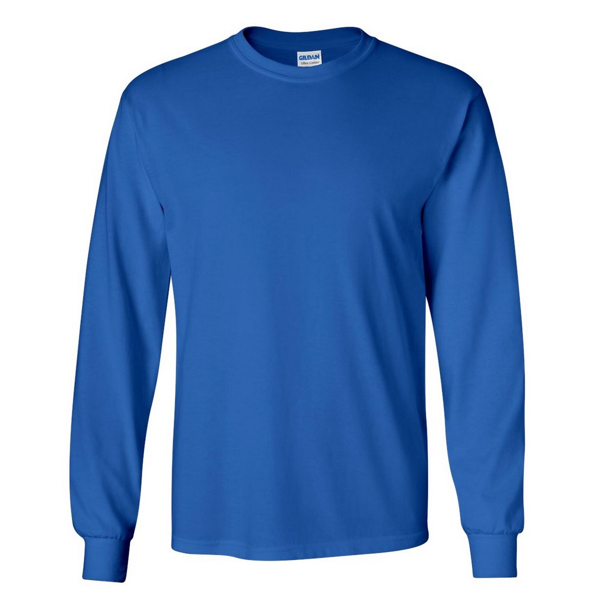 GILDAN Mens Plain Crew Neck Ultra Cotton Long Sleeve TShirt (Royal)