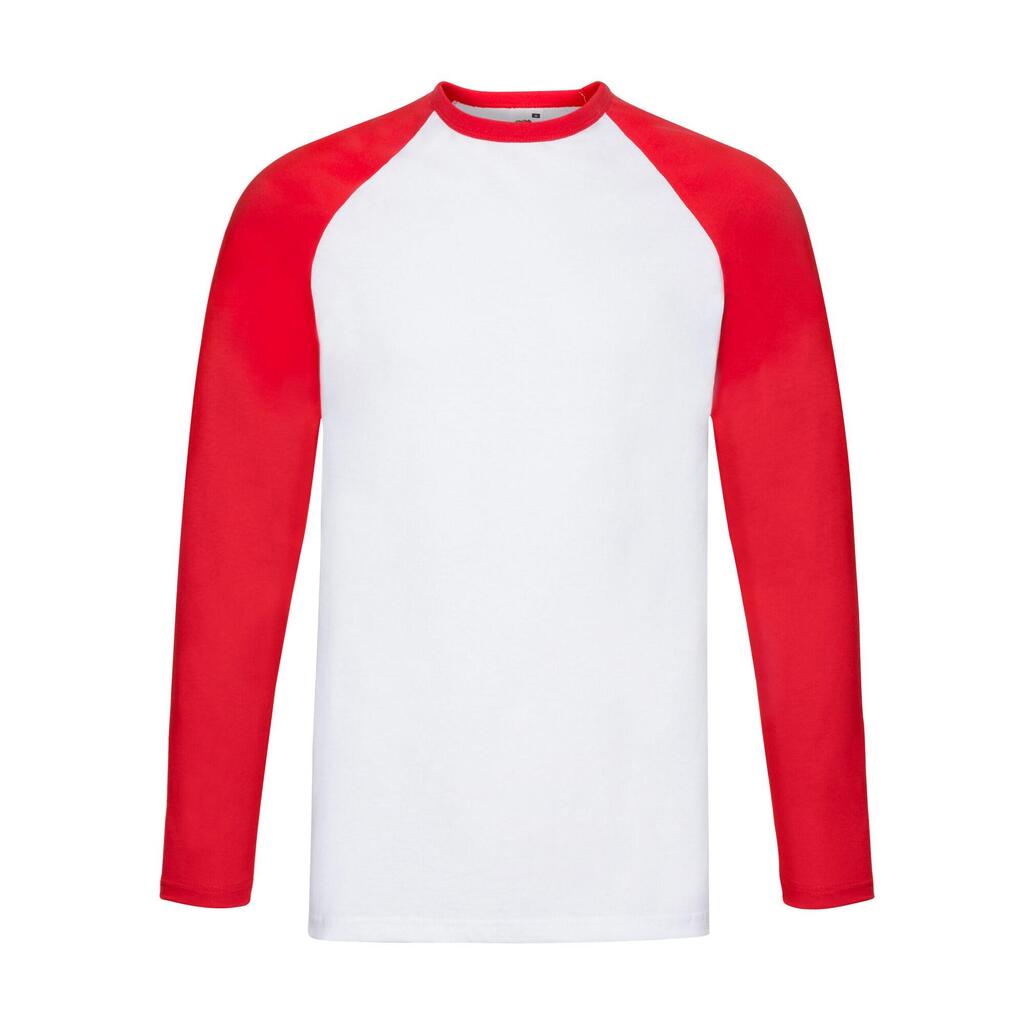Mens Baseball LongSleeved TShirt (White/Red)