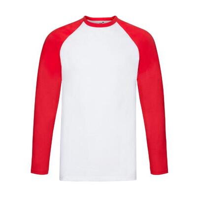Heren baseball tshirt met lange mouwen (witte/diepe marine)